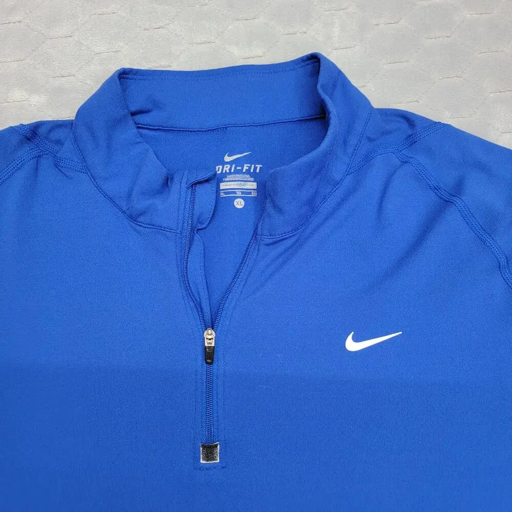 Nike Dri Fit Element Mens XL Blue Half Zip Running Pullover Jacket Shirt